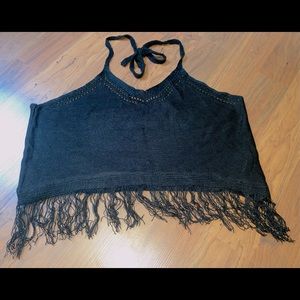 Black Knit Halter Crop Top 🖤